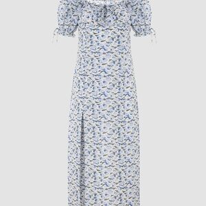 Cider Blue and White Floral Maxi Dress